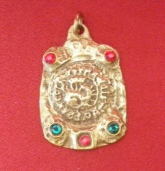 Pendentif médaillon Salamandre bronze