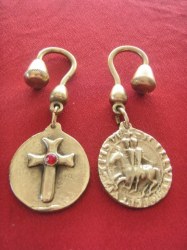 Porte-clés Templier double face bronze