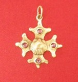 Pendentif Croix Occitane et coquille bronze