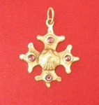 Pendentif Croix Occitane et coquille bronze
